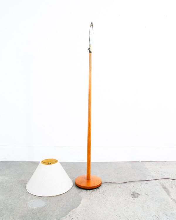 Mid Century Modern Floor Lamp Shade Solid Oak Pleated Shade Danish Vintage Round - Image 5