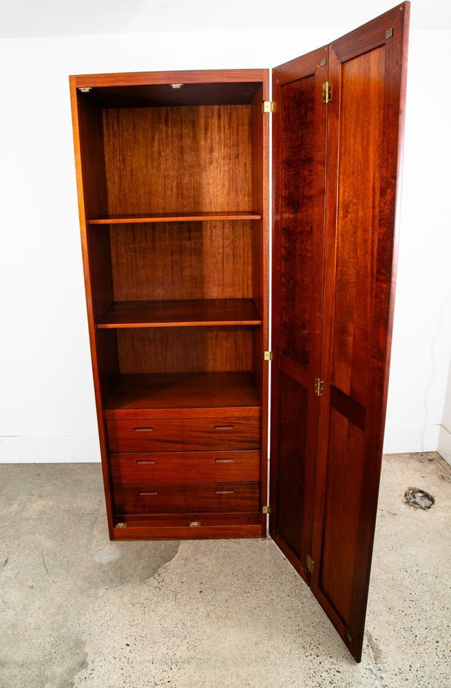 Mid Century Modern Closet Cabinet Armoire Mahogany Wardrobe Closet Drawers Mcm - Image 5