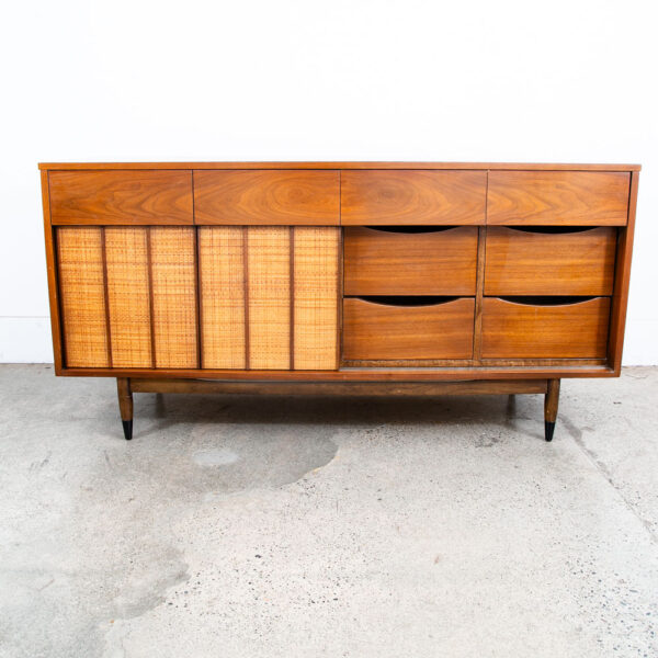Mid Century Modern Dresser Credenza Mainline by Hooker 10 Drawer Walnut Doors NM - Image 3