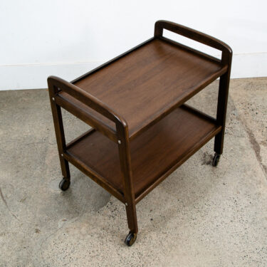 Mid Century Modern Serving Cart Trolley Wood Rolling Bar Walnut Mcm Serving Mcm