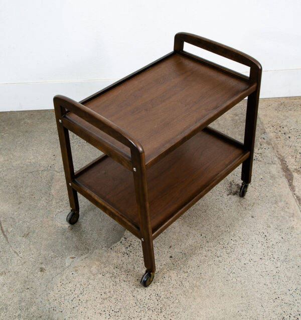 Mid Century Modern Serving Cart Trolley Wood Rolling Bar Walnut Mcm Serving Mcm