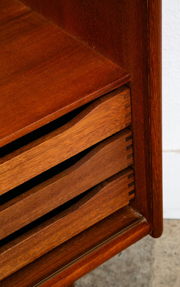 Mid Century Danish Modern Credenza Sideboard Sliding Doors Teak Drawer Denmark - Image 9