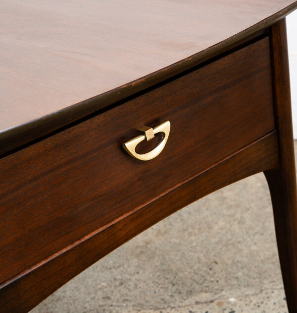Mid Century Modern Nightstand End Side Table Kroehler Walnut Drawer Brass Single - Image 5