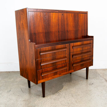 Mid Century Danish Modern Secretary Desk Cabinet Rosewood Vanity Drop Down Door
