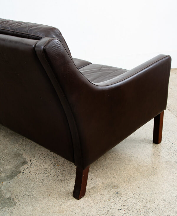 Mid Century Danish Modern Sofa Couch Brown Leather Denmark Tufted 3 Seat Mcm - Image 9