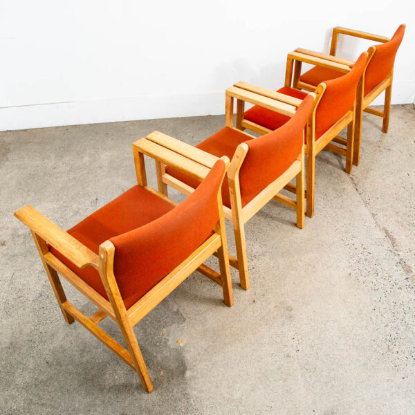 Mid Century Danish Modern Dining Chairs Set 6 Borge Mogensen Fredericia Armchair - Image 4