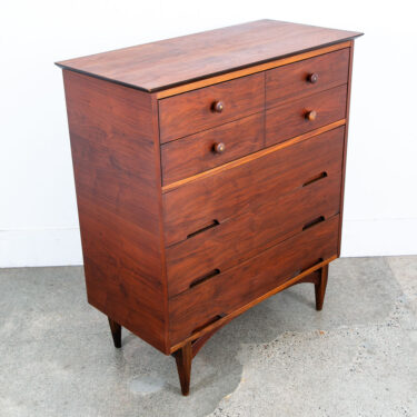 Mid Century Modern Dresser Highboy 5 Drawer Walnut Vega by Morris Trim Vintage