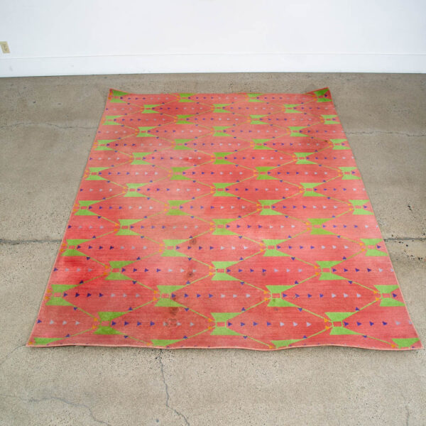Mid Century Modern Area Rug Pink Green Frank Lloyd Wright Carpet 97.5x77" Mcm - Image 2