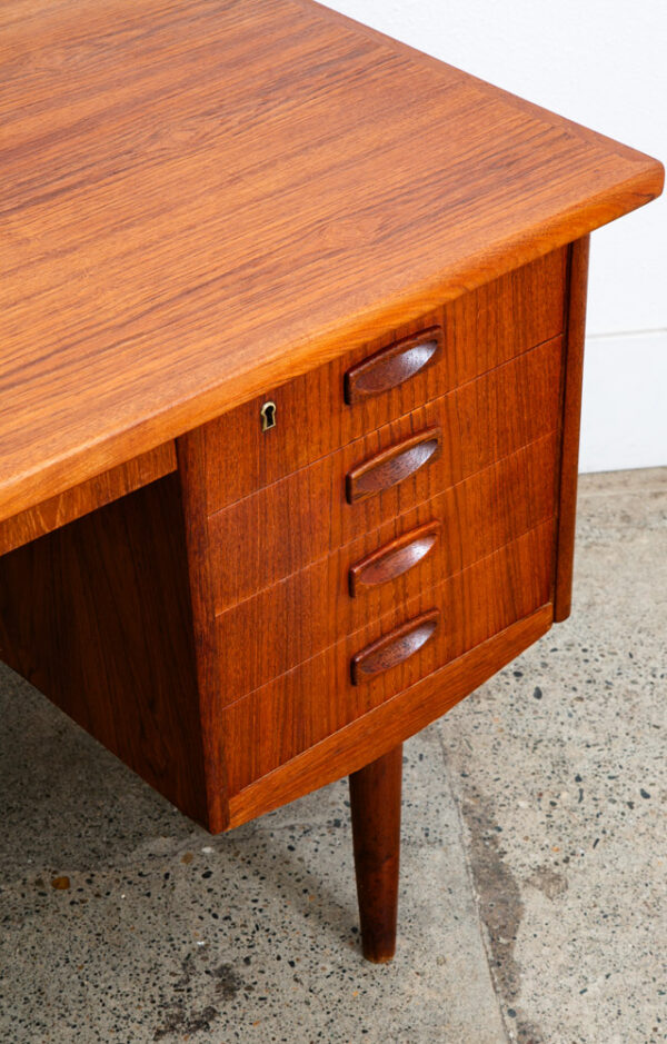 Mid Century Danish Modern Desk Executive Office 8 Drawer Bookshelf Locking Mcm - Image 7