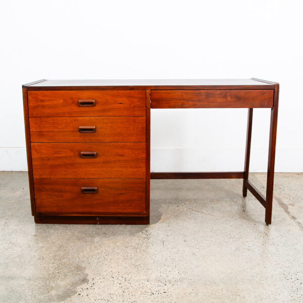 Mid Century Modern Desk Founders 5 Drawer Walnut Vintage Floating Office Mcm - Image 2