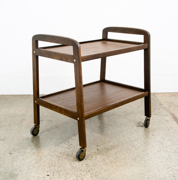 Mid Century Modern Serving Cart Trolley Wood Rolling Bar Walnut Mcm Serving Mcm - Image 2
