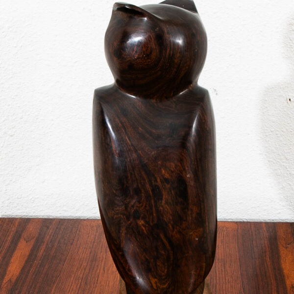 Mid Century Danish Modern Artisan Carved Owl Sculpture Solid Rosewood Mcm Studio - Image 8