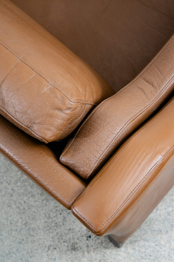Mid Century Danish Modern Sofa Couch Brown Leather 3 seater Denmark Vintage Mcm - Image 9