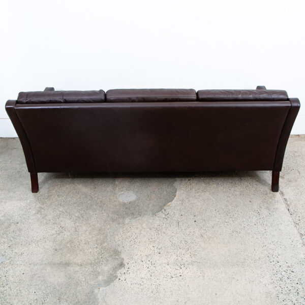 Mid Century Danish Modern Sofa Couch Brown Leather Denmark Tufted 3 Seat Mcm - Image 6
