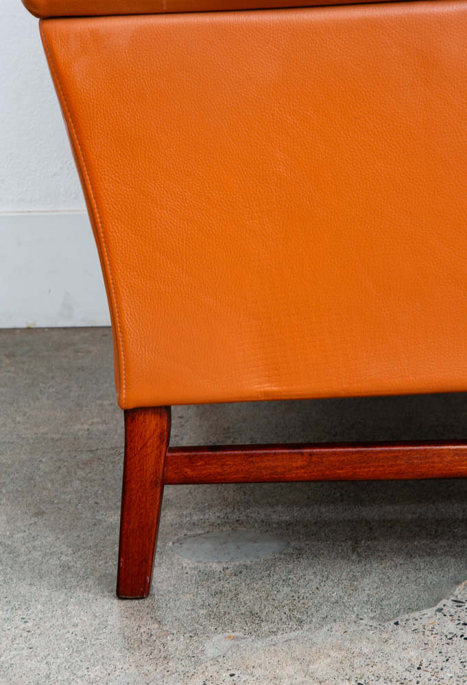 Mid Century Danish Modern Lounge Chair Set Cognac Armchairs Brown Tan Two Mcm - Image 8