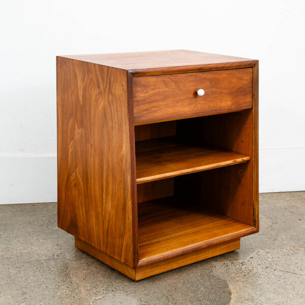 Mid Century Modern Nightstand Side Table Drexel Walnut Drawer Declaration End