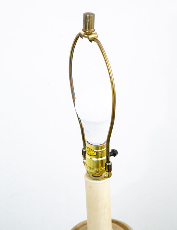 Mid Century Modern Table Lamp Tan Ceramic Pottery White Round Casuals California - Image 3