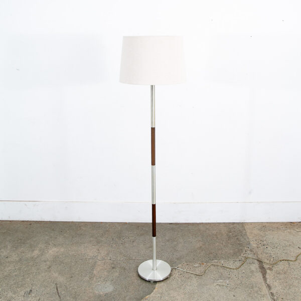Mid Century Danish Modern Floor Lamp Light Round Tall Rosewood Vintage Shade Mcm - Image 5