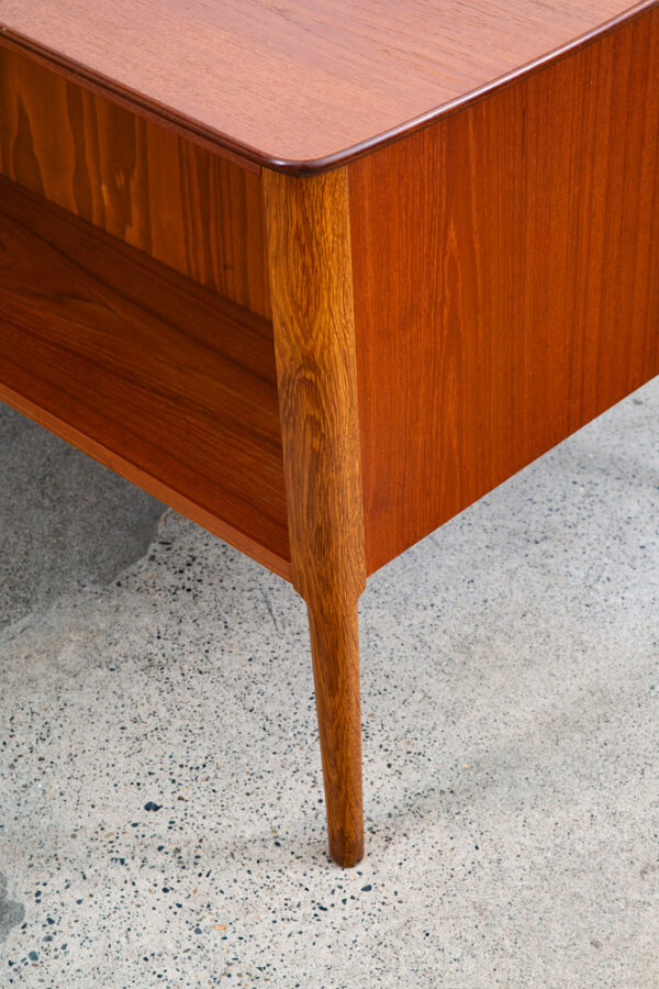Mid Century Danish Modern Desk Executive Teak Oak 4 Drawer Bookshelf Cabinet VG - Image 6