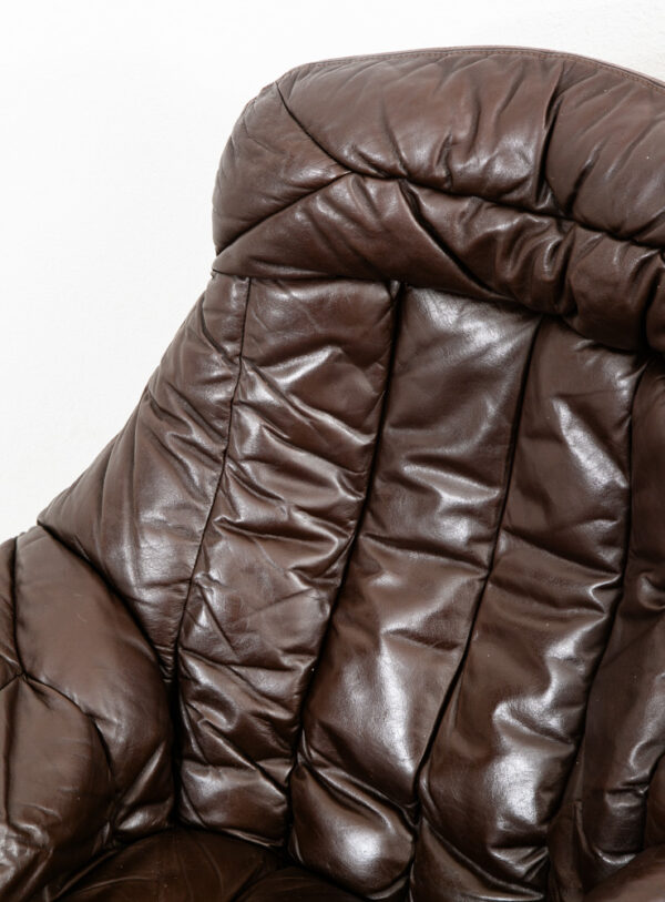 Mid Century Danish Modern Lounge Chairs Swivel Brown Leather H.W. Klein Bramin - Image 9