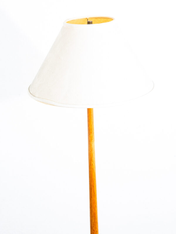 Mid Century Modern Floor Lamp Shade Solid Oak Pleated Shade Danish Vintage Round - Image 4