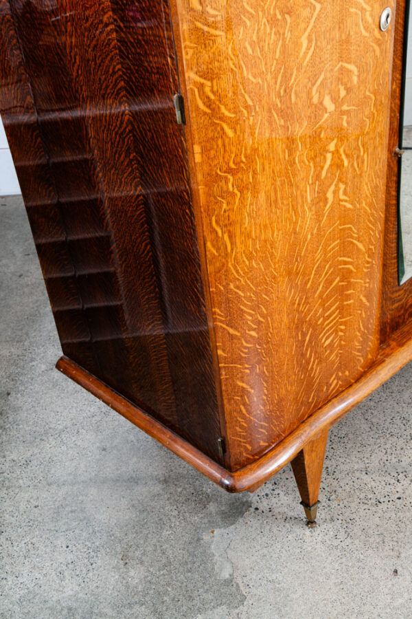 Mid Century Danish Cabinet Custom Armoire Wardrobe Tiger Oak Closet Large Mirror - Image 10