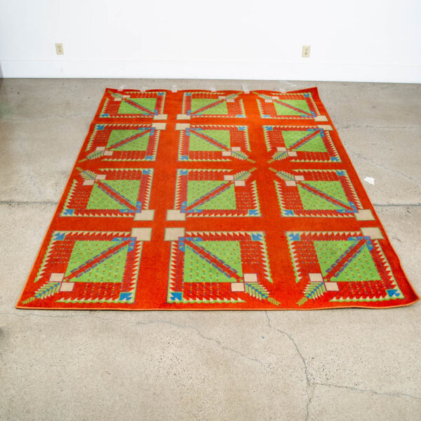 Mid Century Modern Area Rug Orange Green Frank Lloyd Wright Carpet 80x108" Mcm - Image 10