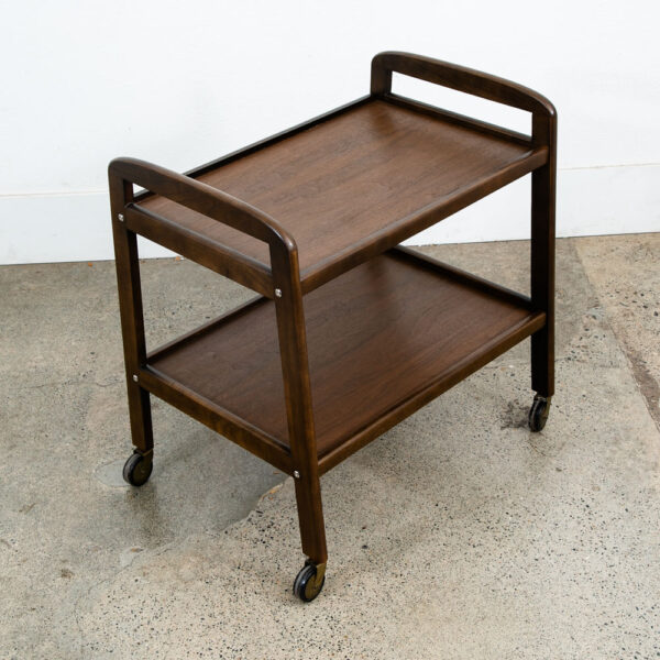 Mid Century Modern Serving Cart Trolley Wood Rolling Bar Walnut Mcm Serving Mcm - Image 8