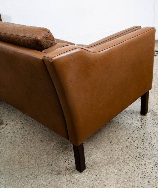 Mid Century Danish Modern Sofa Couch Brown Leather 3 seater Denmark Vintage Mcm - Image 7