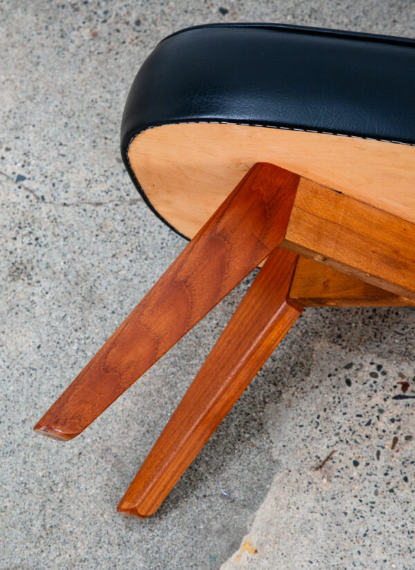 Mid Century Modern Ottoman Stool Solid Teak Black Vintage Mcm Foot Sculptural - Image 11