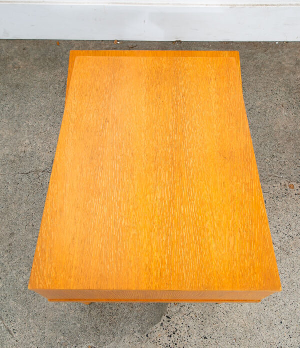 Mid Century Modern Side Table End Step Up Oak Mcm Vintage Brass Blonde Gold - Image 11