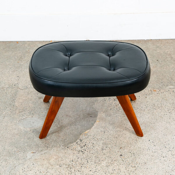 Mid Century Modern Ottoman Stool Solid Teak Black Vintage Mcm Foot Sculptural - Image 10
