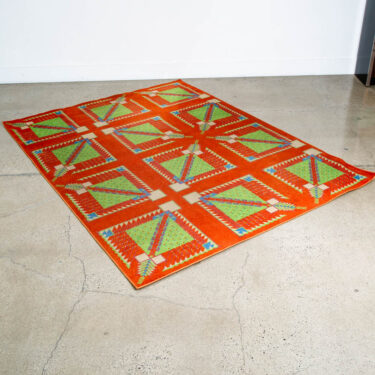 Mid Century Modern Area Rug Orange Green Frank Lloyd Wright Carpet 80x108" Mcm
