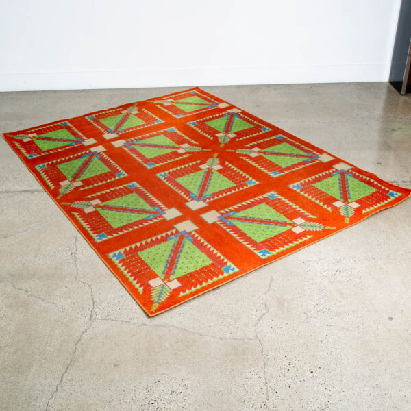 Mid Century Modern Area Rug Orange Green Frank Lloyd Wright Carpet 80x108" Mcm