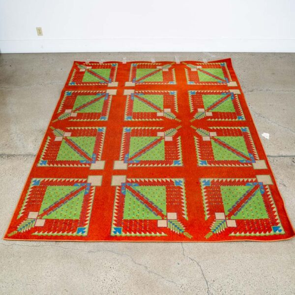 Mid Century Modern Area Rug Orange Green Frank Lloyd Wright Carpet 80x108" Mcm - Image 9