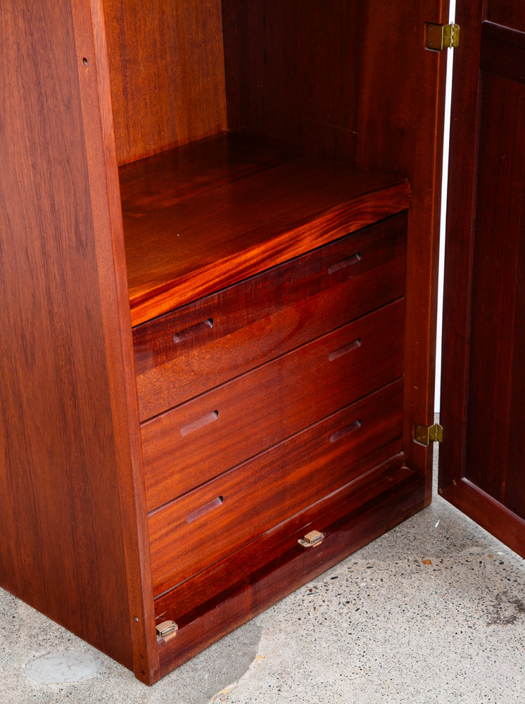 Mid Century Modern Closet Cabinet Armoire Mahogany Wardrobe Closet Drawers Mcm - Image 7