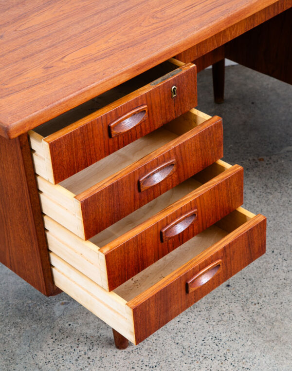 Mid Century Danish Modern Desk Executive Office 8 Drawer Bookshelf Locking Mcm - Image 8