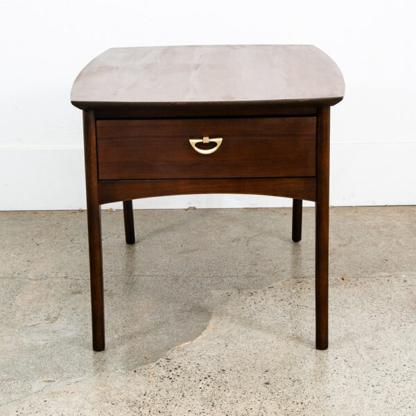 Mid Century Modern Nightstand End Side Table Kroehler Walnut Drawer Brass Single - Image 10