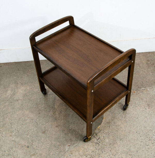 Mid Century Modern Serving Cart Trolley Wood Rolling Bar Walnut Mcm Serving Mcm - Image 3