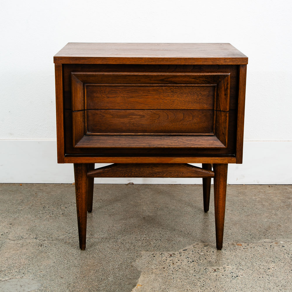 Mid Century Modern Nightstands End Table Set Side Basic Witz Walnut 2 Drawers - Image 11