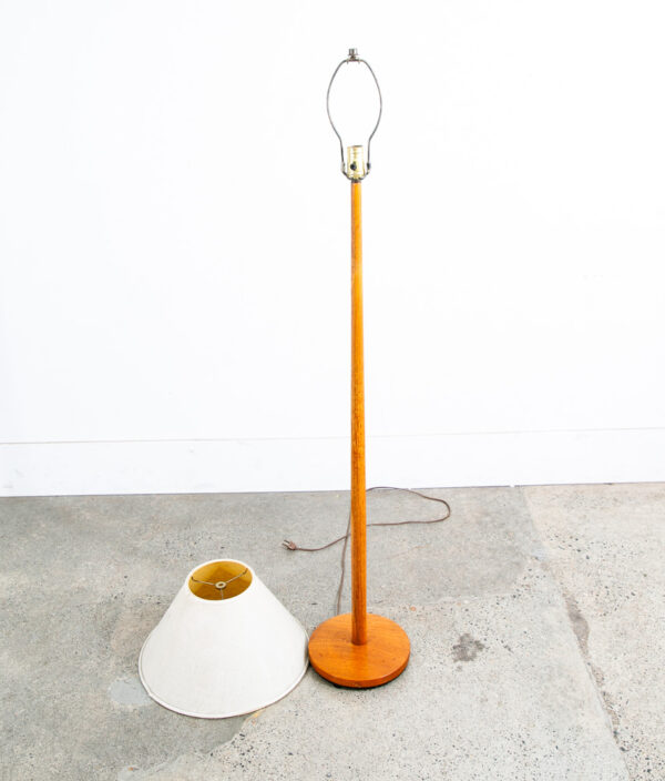 Mid Century Modern Floor Lamp Shade Solid Oak Pleated Shade Danish Vintage Round - Image 2