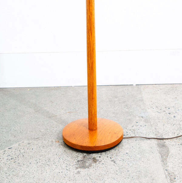 Mid Century Modern Floor Lamp Shade Solid Oak Pleated Shade Danish Vintage Round - Image 3