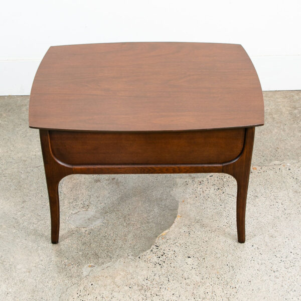 Mid Century Modern Nightstand End Side Table Kroehler Walnut Drawer Brass Single - Image 4