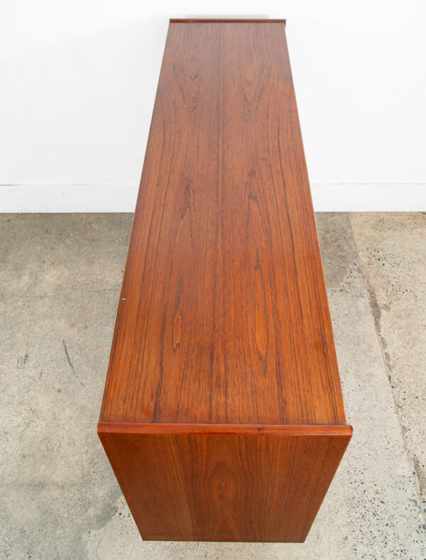 Mid Century Danish Modern Credenza Sideboard Sliding Doors Teak Drawer Denmark - Image 7