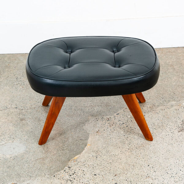 Mid Century Modern Ottoman Stool Solid Teak Black Vintage Mcm Foot Sculptural - Image 3