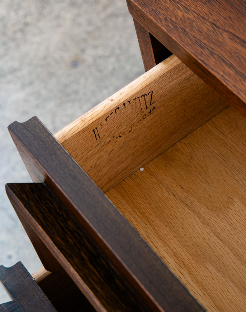 Mid Century Modern Nightstands End Table Set Side Basic Witz Walnut 2 Drawers - Image 7