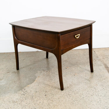 Mid Century Modern Nightstand End Side Table Kroehler Walnut Drawer Brass Single