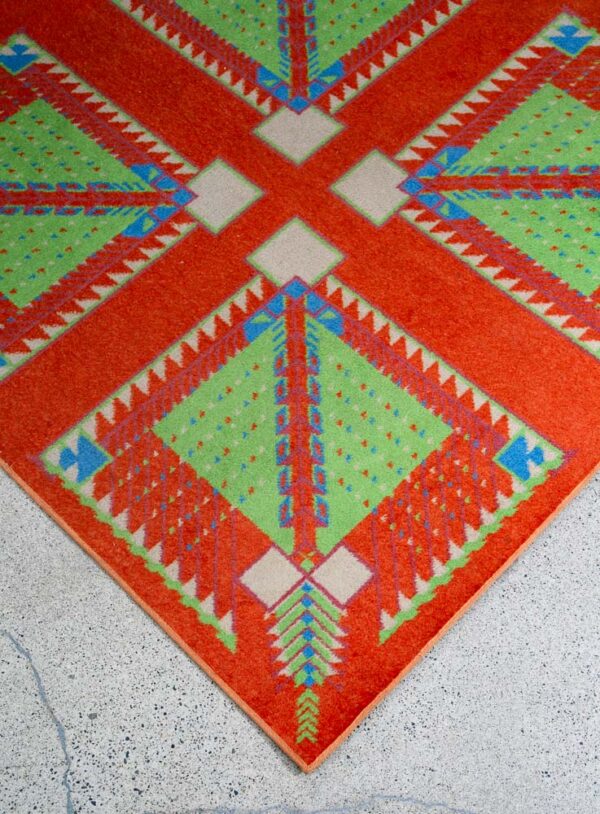 Mid Century Modern Area Rug Orange Green Frank Lloyd Wright Carpet 80x108" Mcm - Image 7