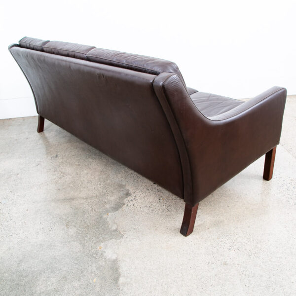 Mid Century Danish Modern Sofa Couch Brown Leather Denmark Tufted 3 Seat Mcm - Image 5