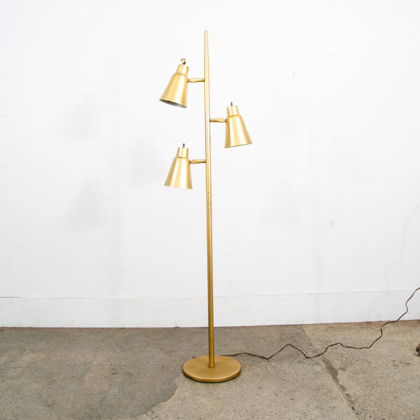 Mid Century Modern Floor Lamp Metal Brass Adjustable 3 Light American Vintage